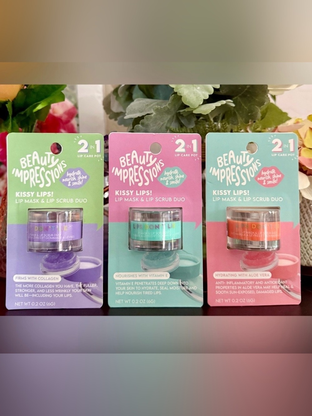 🆕🪷 BEAUTY IMPRESSIONS “2 in 1” LIP MASK & LIP SCRUB 3-PIECE COLLECTION. NEW!